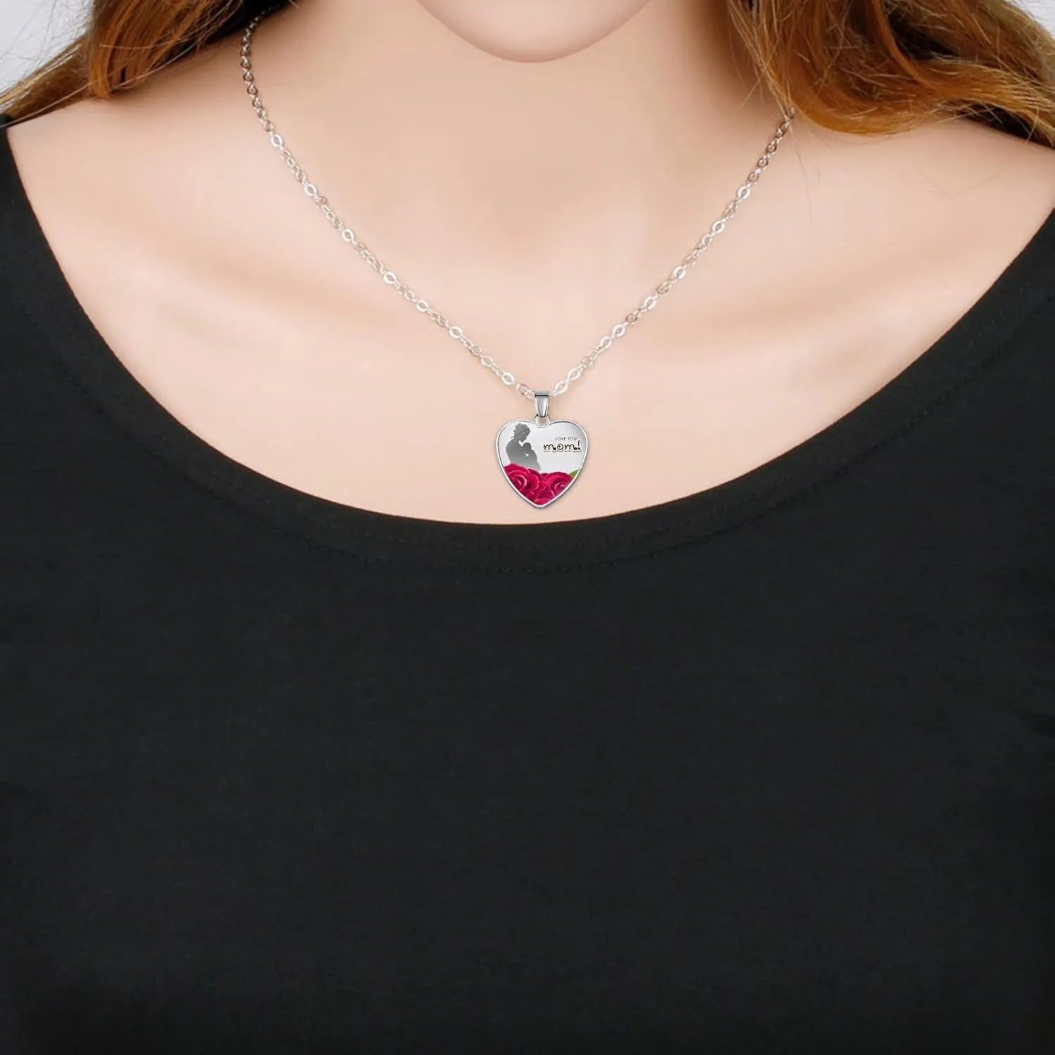 Length Pendant Necklace for Women,Stainless Steel Heart Pendant Necklaces for Mom Wife Mothers Day Valentines Jewelry Gifts