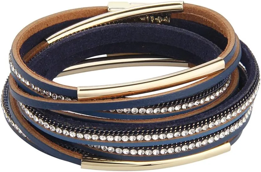 Leopard Print Leather Wrap Bracelet in Multilayer Strands Leahter Cuff Bracelets for Women Mother Wife
