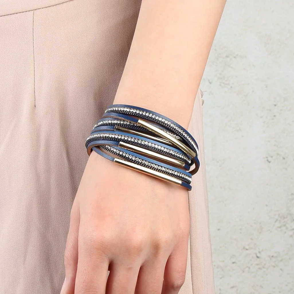 Leopard Print Leather Wrap Bracelet in Multilayer Strands Leahter Cuff Bracelets for Women Mother Wife