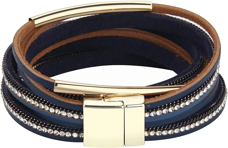 Leopard Print Leather Wrap Bracelet in Multilayer Strands Leahter Cuff Bracelets for Women Mother Wife