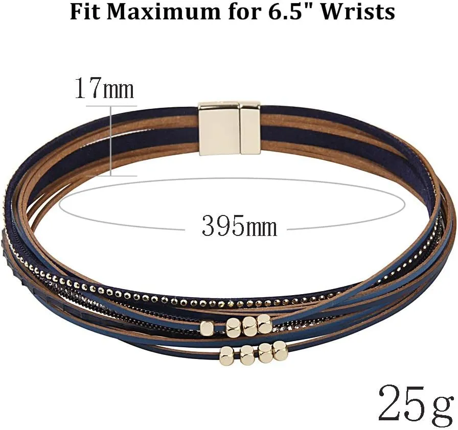 Leopard Print Leather Wrap Bracelet in Multilayer Strands Leahter Cuff Bracelets for Women Mother Wife