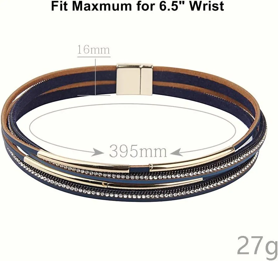 Leopard Print Leather Wrap Bracelet in Multilayer Strands Leahter Cuff Bracelets for Women Mother Wife