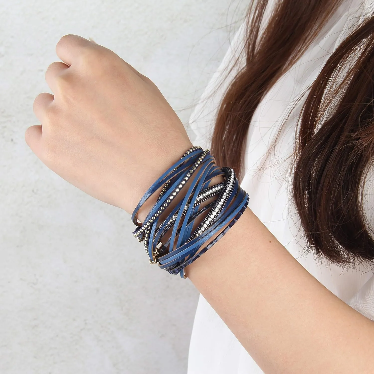 Leopard Print Leather Wrap Bracelet in Multilayer Strands Leahter Cuff Bracelets for Women Mother Wife