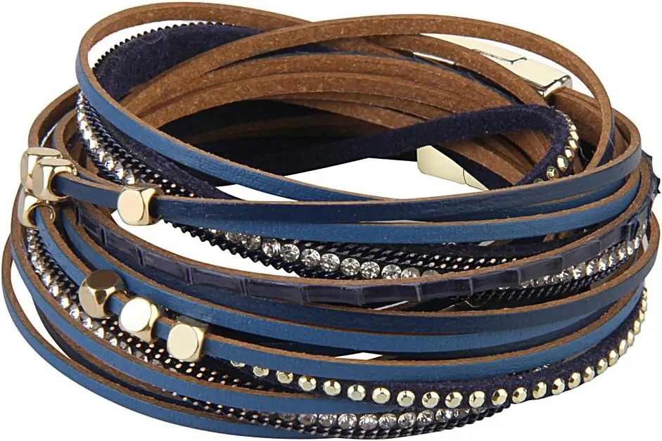 Leopard Print Leather Wrap Bracelet in Multilayer Strands Leahter Cuff Bracelets for Women Mother Wife