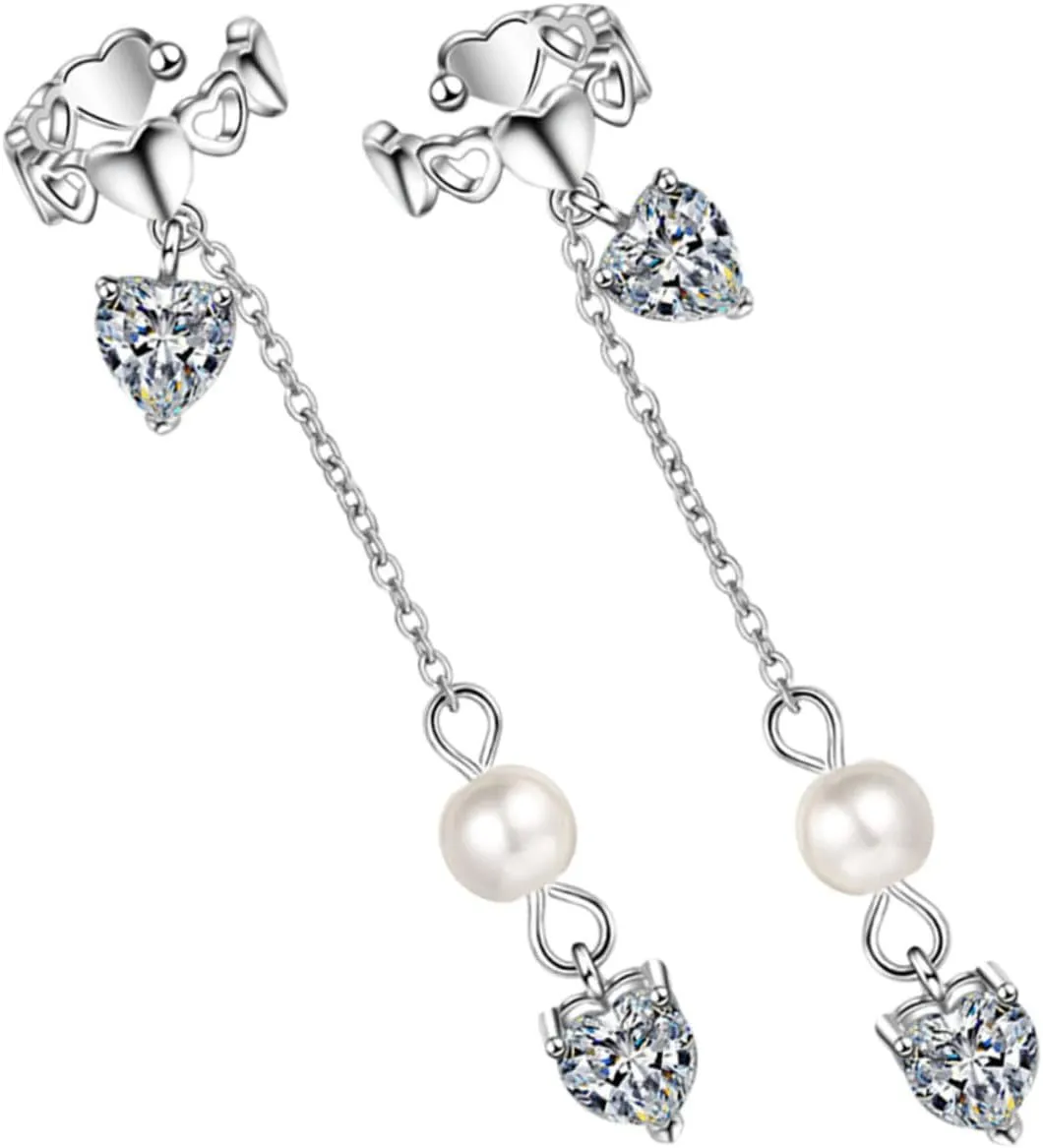 LIFKOME Fashionable Ear Cuffs Wraps Statement Clip-on Earrings Heart Zirconia for Special Occasions