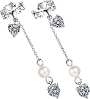 LIFKOME Fashionable Ear Cuffs Wraps Statement Clip-on Earrings Heart Zirconia for Special Occasions
