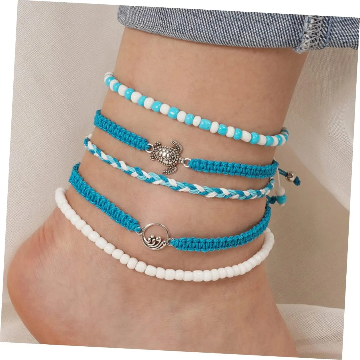 LIFKOME Turtle Bracelet Bracelets Beach Rope Bracelet Beaded Bracelet Surfer Wave Bracelet Beach Anklets