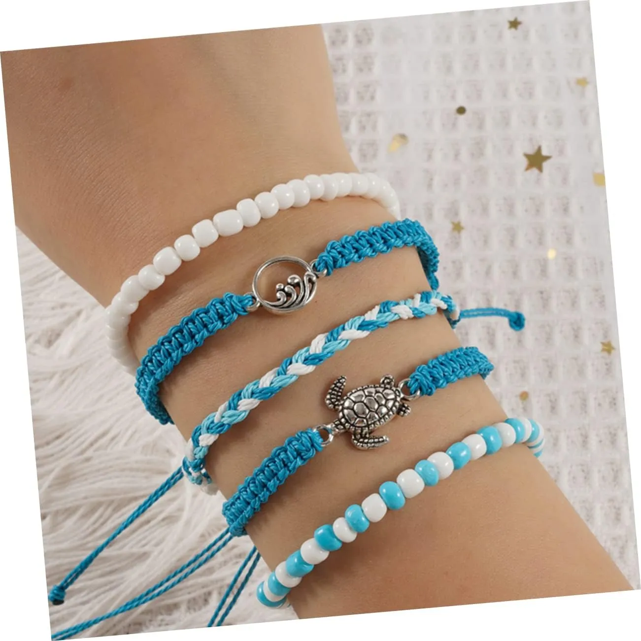 LIFKOME Turtle Bracelet Bracelets Beach Rope Bracelet Beaded Bracelet Surfer Wave Bracelet Beach Anklets