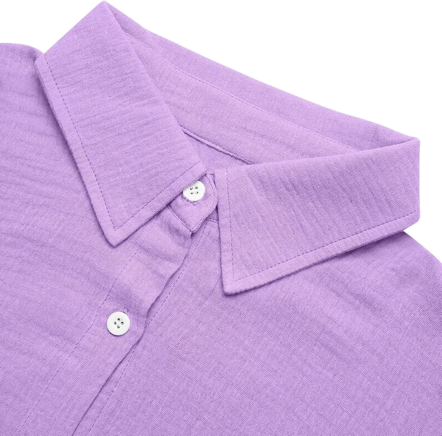 Linen Cotton Shirts for Women Casual Rolled Sleeve Button Down Blouses Summer Solid Color Business Blouse Work Tops