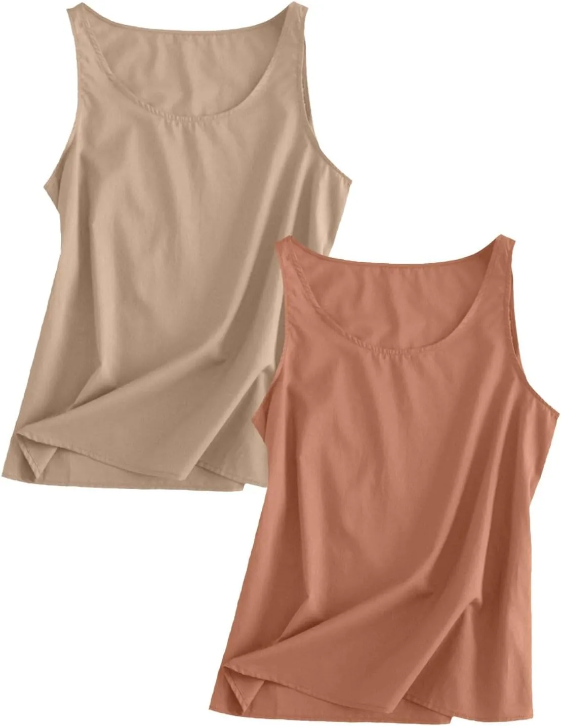Linen Tank Tops for Women 2025 Summer Vacation Casual Tops Loose Fit Sleeveless Scoop Neck Camisole Shirt Lightweigh