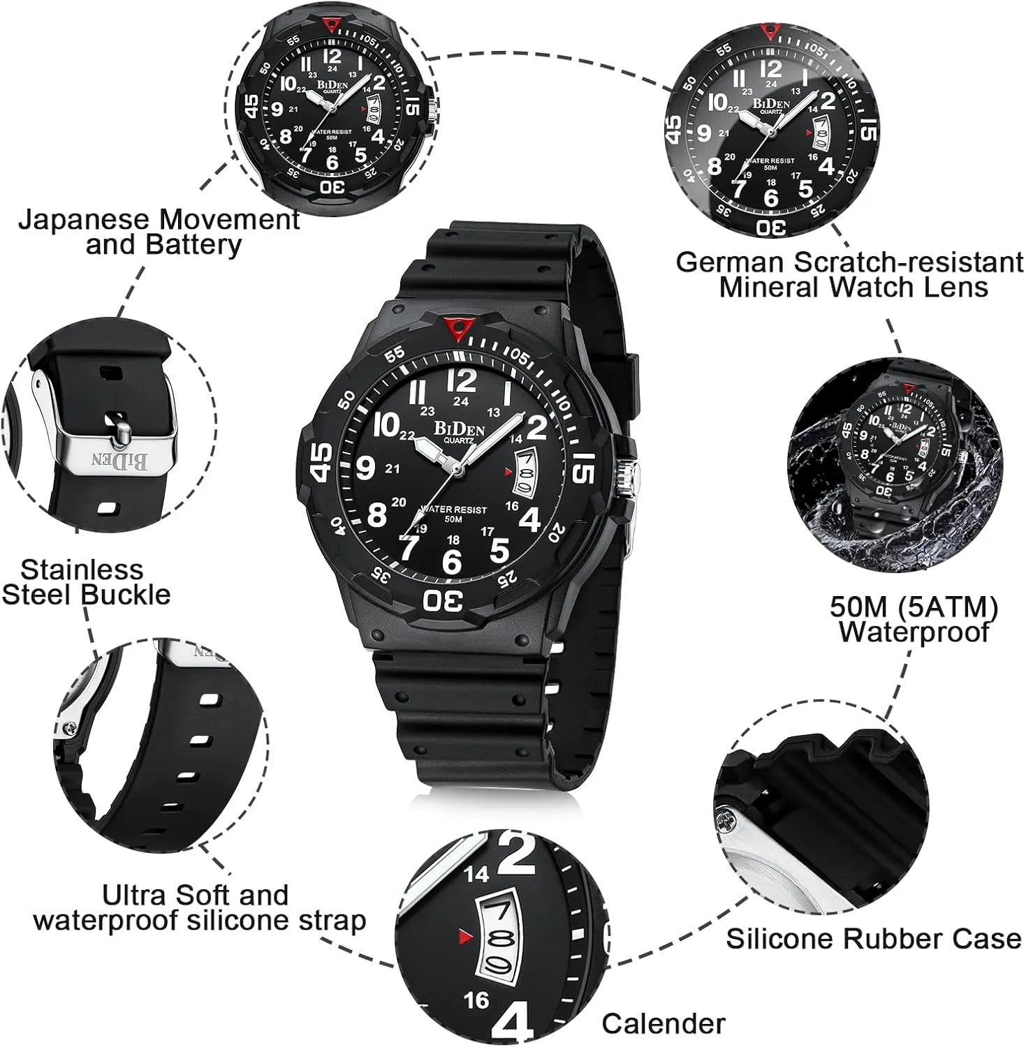 LN LENQIN Mens Watches Stainless Steel Waterproof Analog Quartz Watch for Men with Date Luminous Fashion Wristwatch