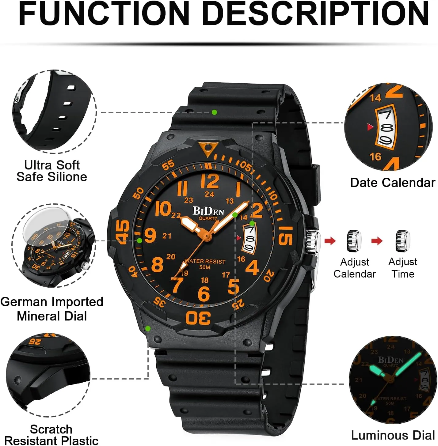 LN LENQIN Mens Watches Stainless Steel Waterproof Analog Quartz Watch for Men with Date Luminous Fashion Wristwatch