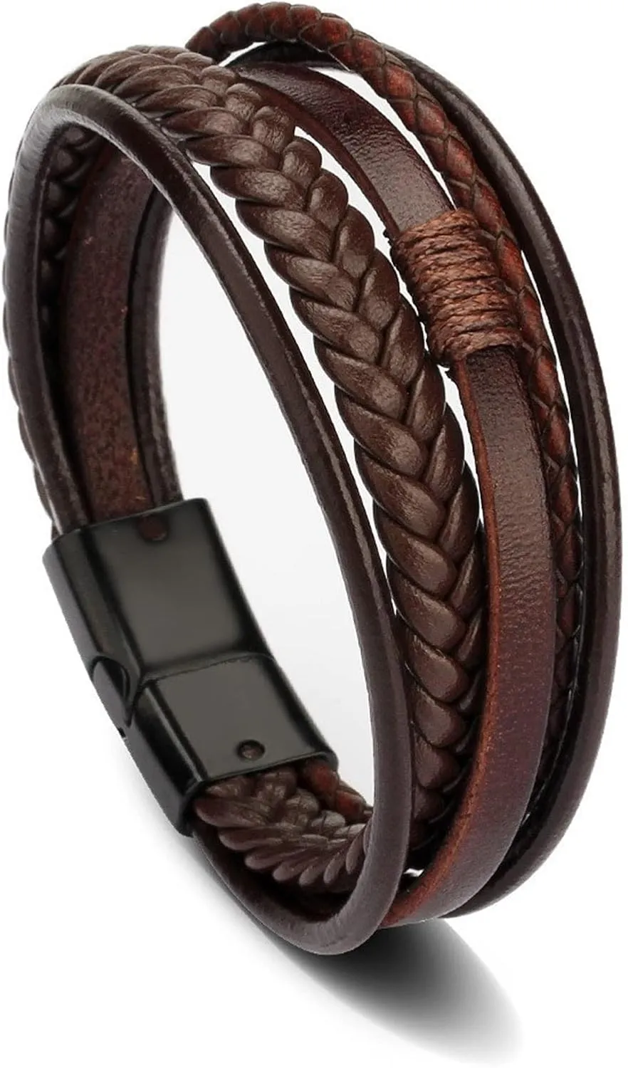 Long tiantian Mens Bracelet Bracelet Leather Cuff Bracelet Black Leather Wrap Bracelet Studded Boho Cuff Bracelets Handmade Splicing Bangle Bracelet Double Strand Leather Bracelet for Men