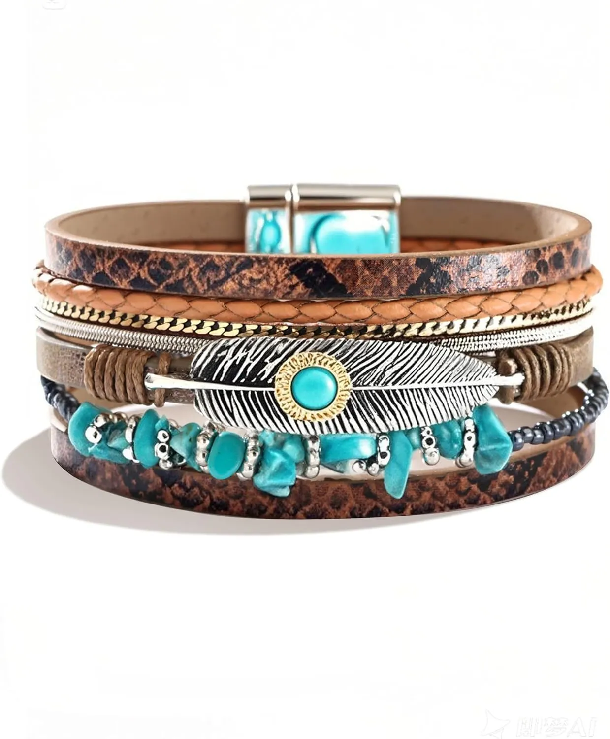 Long tiantian Western Bracelets for Women Boho Leather Wrap Bracelets Turquoise Beaded Bracelet Western Jewelry Country Concert Outfits