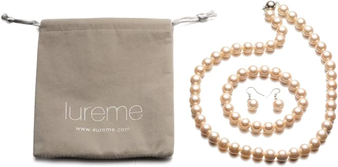 LUREME Fashion Style Pearl Elastic Necklace Bracelet Dangle Earring Set(09000649)