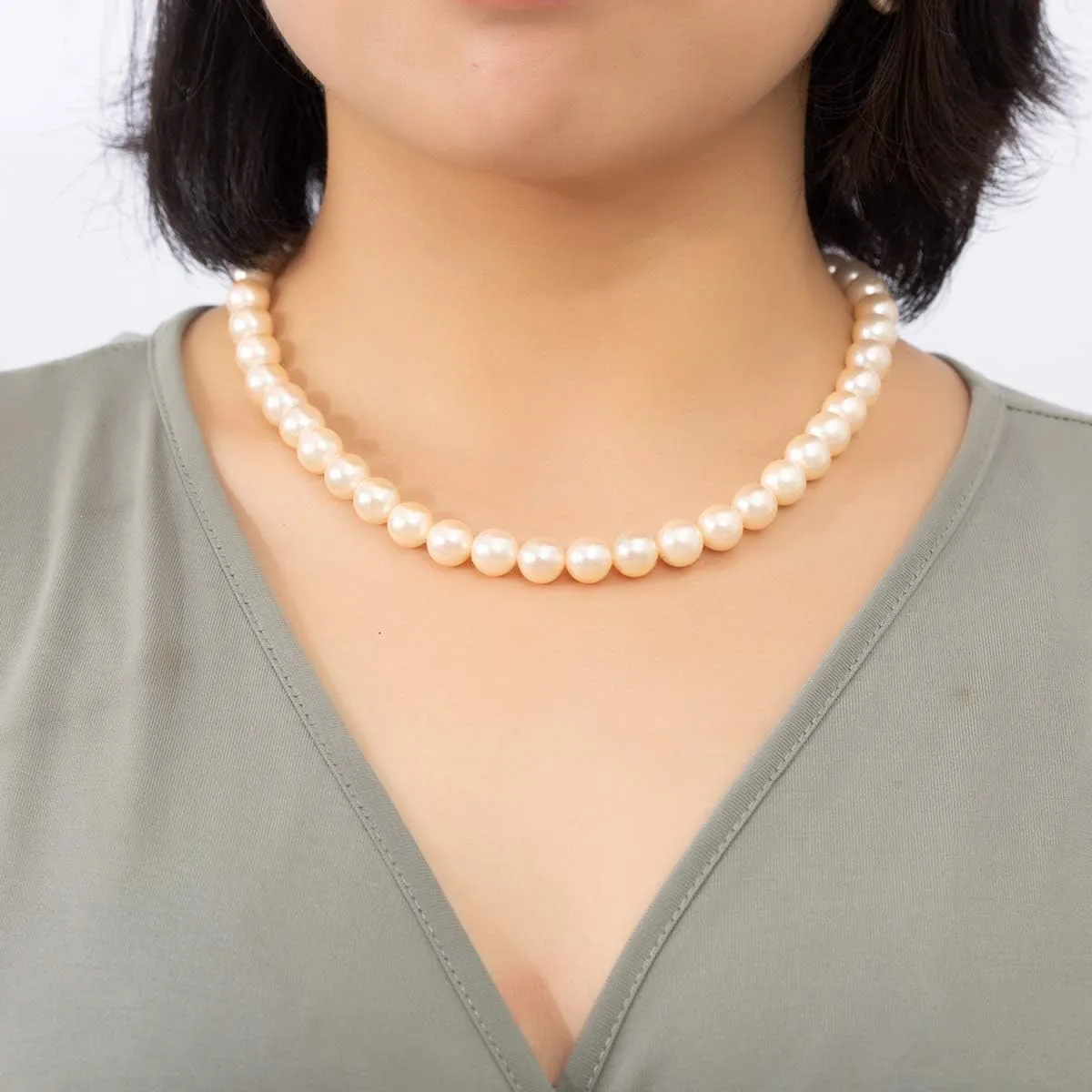 LUREME Fashion Style Pearl Elastic Necklace Bracelet Dangle Earring Set(09000649)