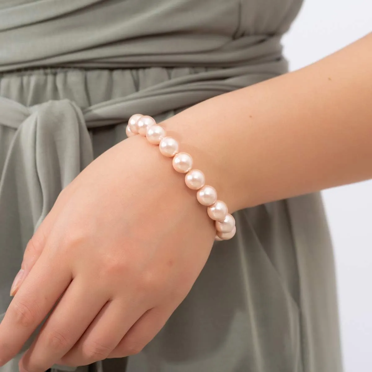 LUREME Fashion Style Pearl Elastic Necklace Bracelet Dangle Earring Set(09000649)