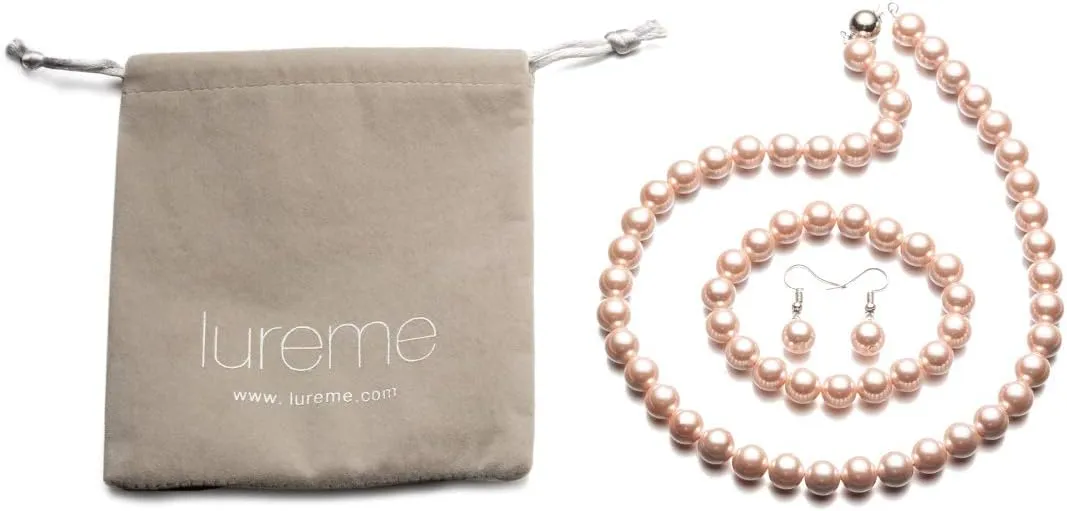 LUREME Fashion Style Pearl Elastic Necklace Bracelet Dangle Earring Set(09000649)