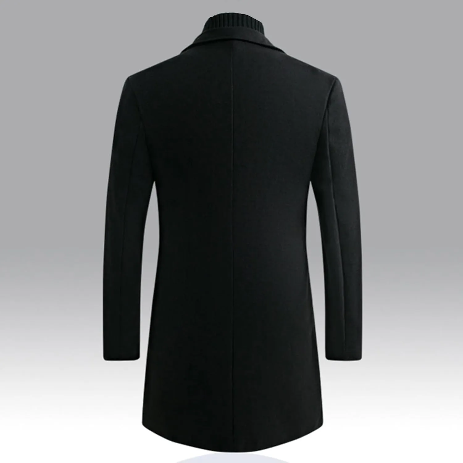 Lu's Chic Men's Slim Fit Pea Coat Thick Overcoats Warm Trench Coats Single Breasted Outerwear Casual Business Dress Coat