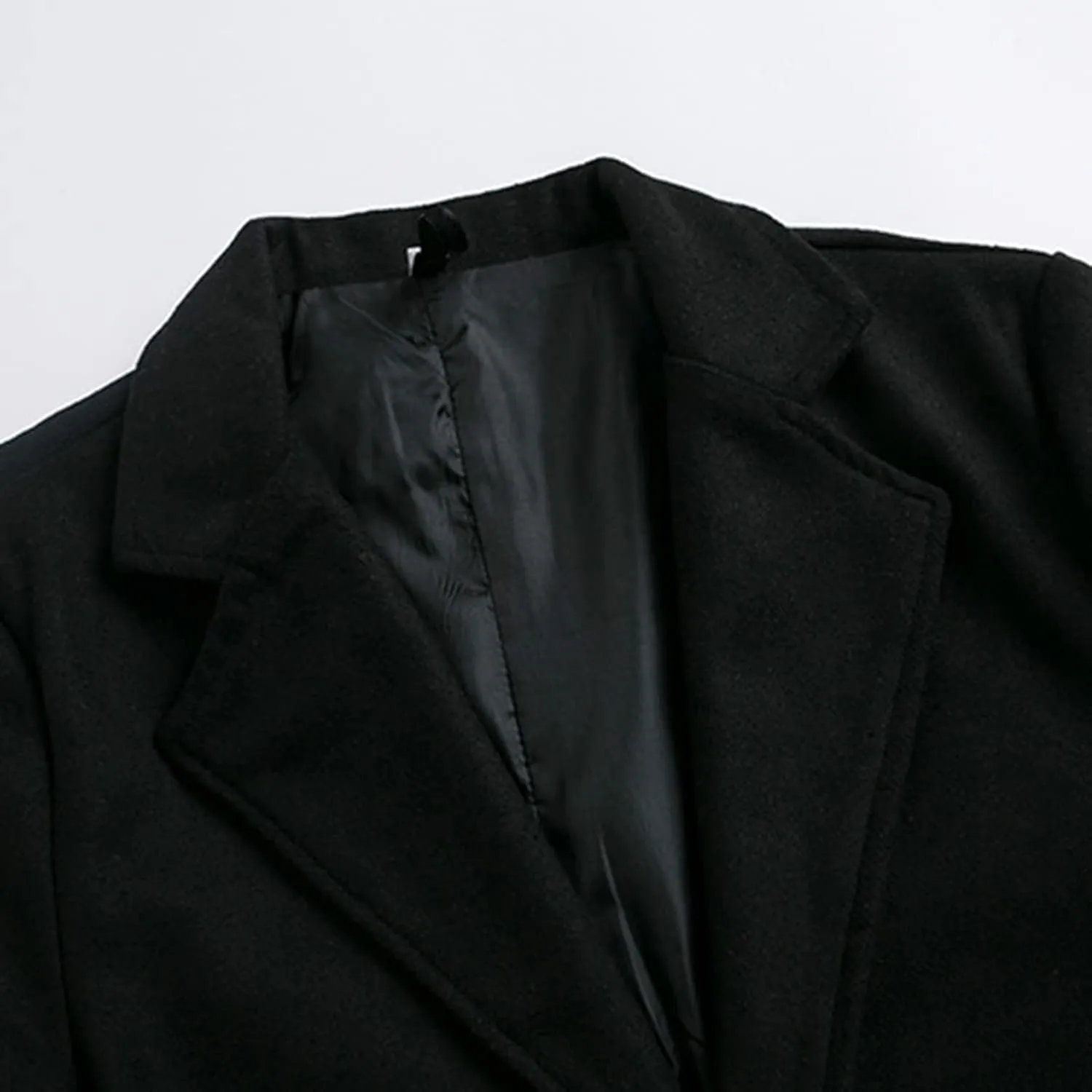 Lu's Chic Men's Slim Fit Pea Coat Thick Overcoats Warm Trench Coats Single Breasted Outerwear Casual Business Dress Coat