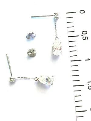 Luxurious Solid 18kt White Gold 2ct Diamond Earrings for women 7x10mm Diamond Jewelry 2 carat Pear Shaped Diamond Solitaire Drop Earrings Her Mothers day Designer Handmade Jewellery GRA Certified