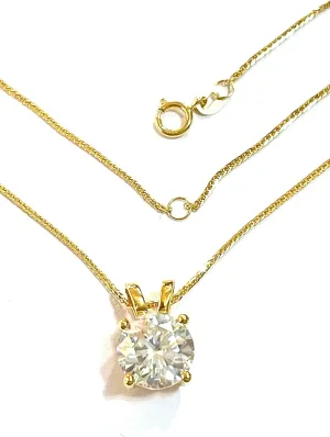 LUXURY 18k SOLID GOLD DIAMOND Necklace 2 carat t.w GRA CERTIFIED Diamond Solitaire Necklace Yellow Gold Pendant 8mm REAL Lab Created Jewelry VVS1 Dcolor Perfect Cut Diamond Mother's Day gift HANDMADE