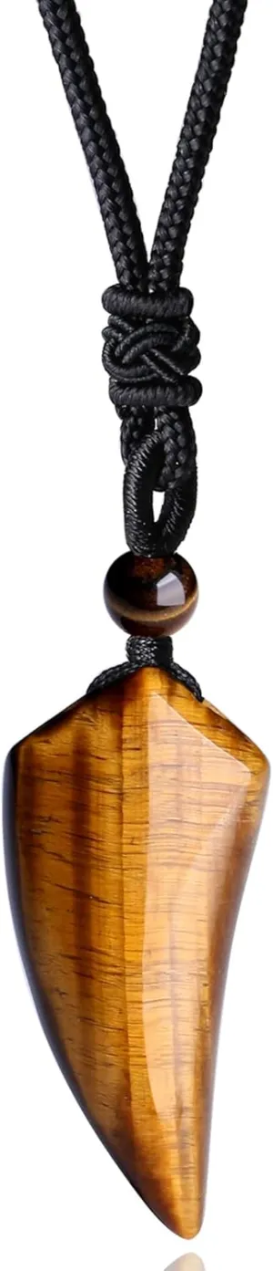 MAIBAOTA Pendant Necklace for Men Adjustable Black Rope Necklace Tiger Eye Stone Necklace Men's Jewelry