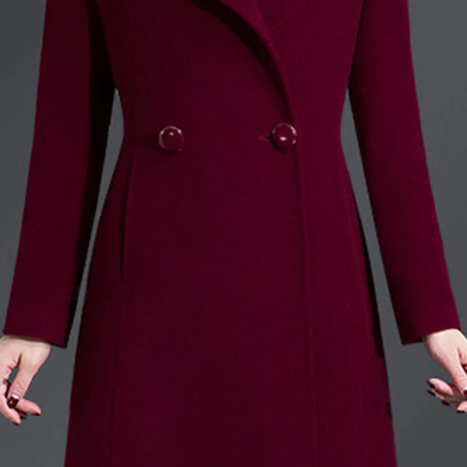 Maiyifu-GJ Women's Elegant Lapel Collar Coat Single Breasted Mid-Long Wool Blend Trench Coat Jackets Spring Fall Overcoat