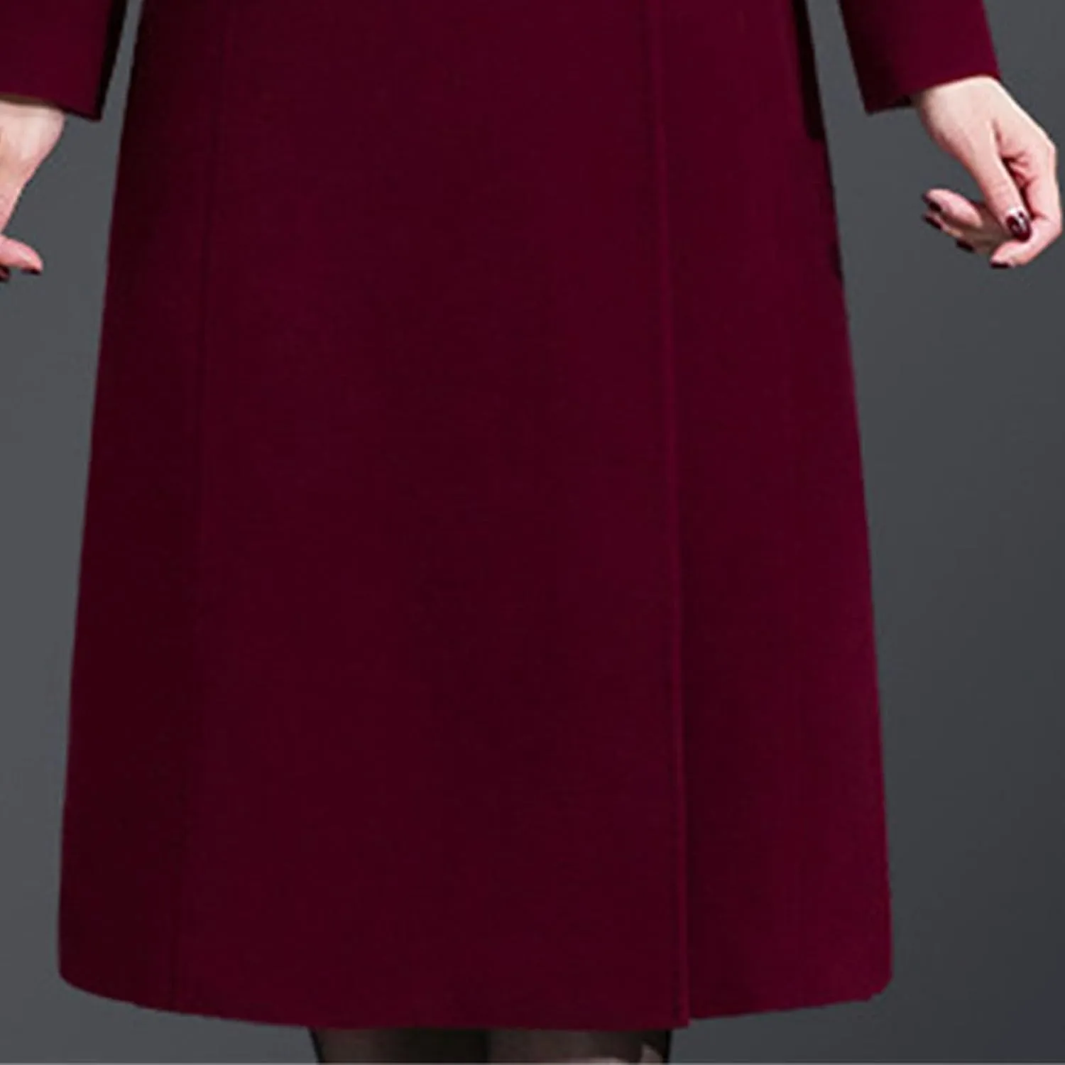 Maiyifu-GJ Women's Elegant Lapel Collar Coat Single Breasted Mid-Long Wool Blend Trench Coat Jackets Spring Fall Overcoat