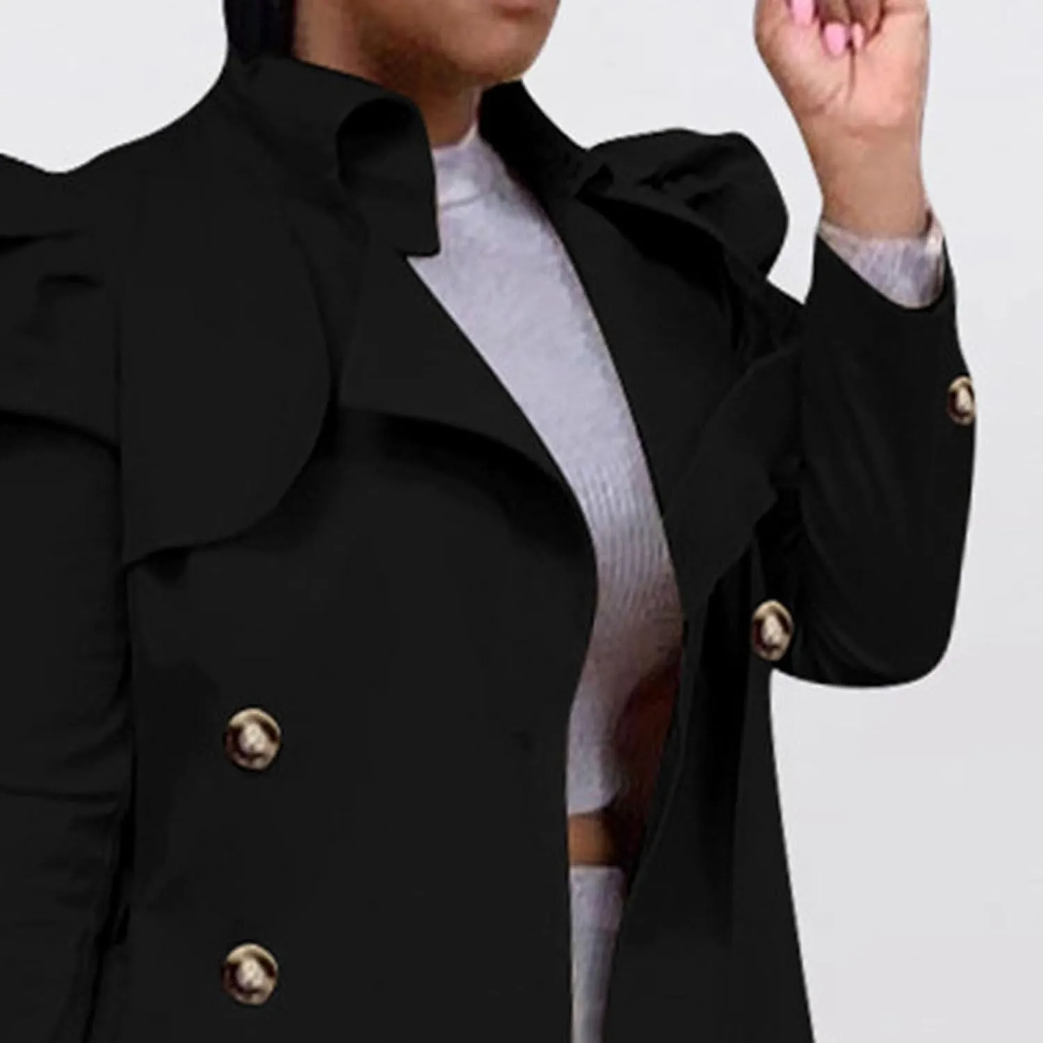 Maiyifu-GJ Womens Mid Length Overcoats Notched Lapel Double Breasted Coat Spring Fall Trench Coat Windbreaker Outerwear