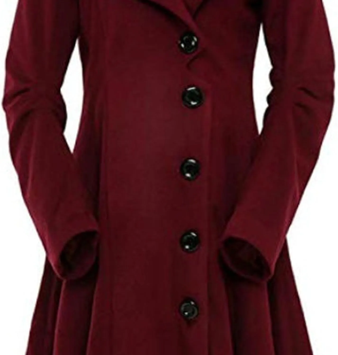 Maiyifu-GJ Womens Single Breasted Hooded Trench Coat Long Sleeve Wool Blend Dress Coats Fall Winter Mid Long Overcoat
