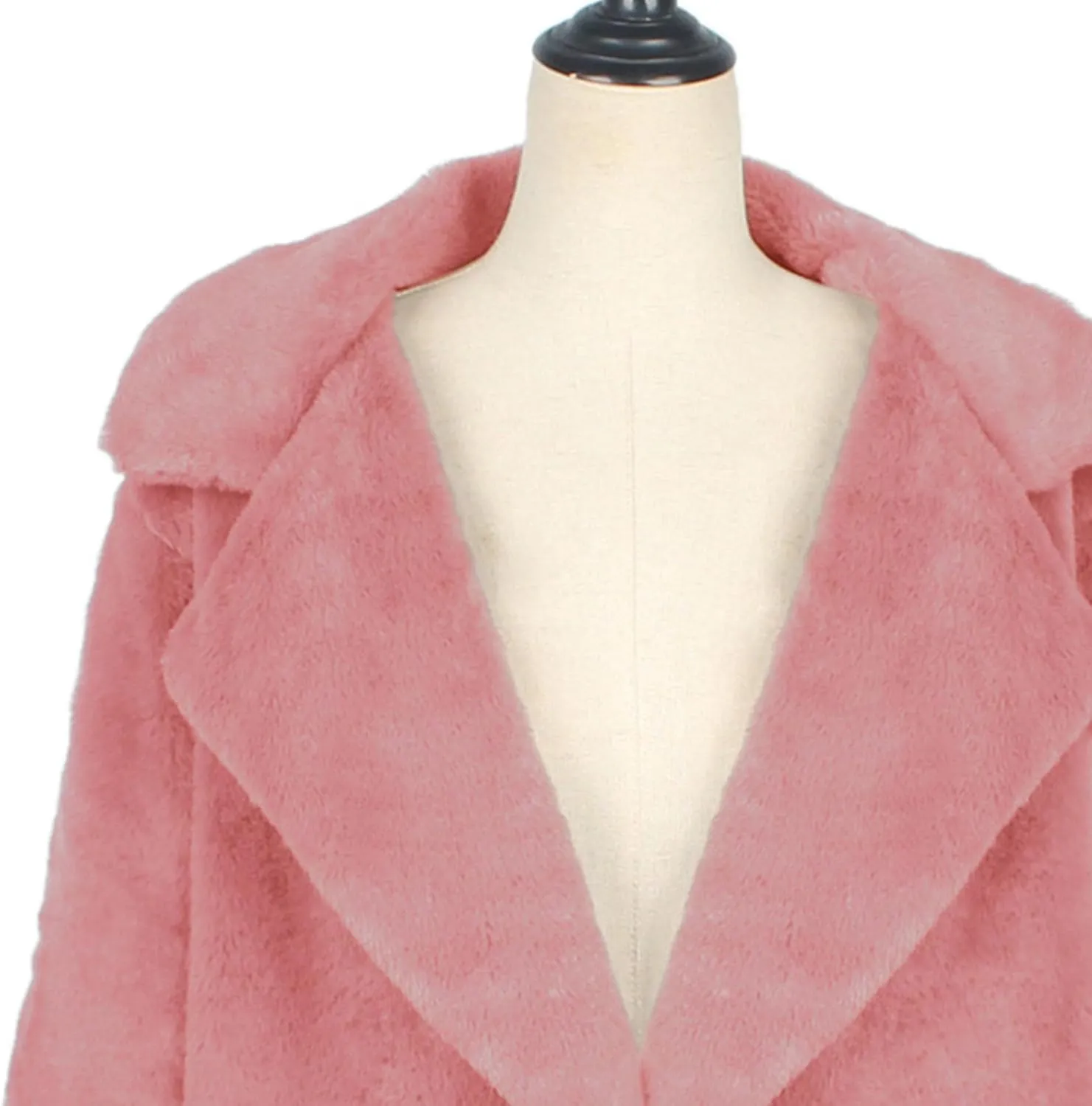 Maiyifu-GJ Women's Winter Coat Overcoat Fleece Lapel Open Front Long Cardigan Jackets Faux Fur Trench Coat Outerwear