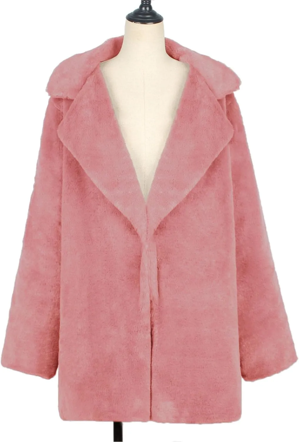 Maiyifu-GJ Women's Winter Coat Overcoat Fleece Lapel Open Front Long Cardigan Jackets Faux Fur Trench Coat Outerwear