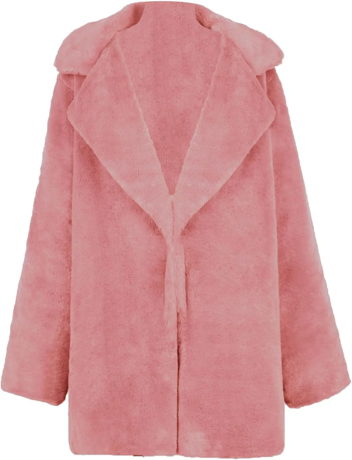 Maiyifu-GJ Women's Winter Coat Overcoat Fleece Lapel Open Front Long Cardigan Jackets Faux Fur Trench Coat Outerwear