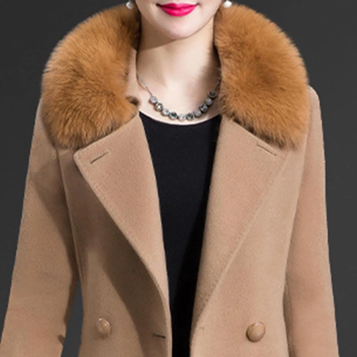 Maiyifu-GJ Women's Winter Mid Long Trench Coat Notch Lapel Single Breasted Coats Casual Fall Winter Overcoat Long Jackets