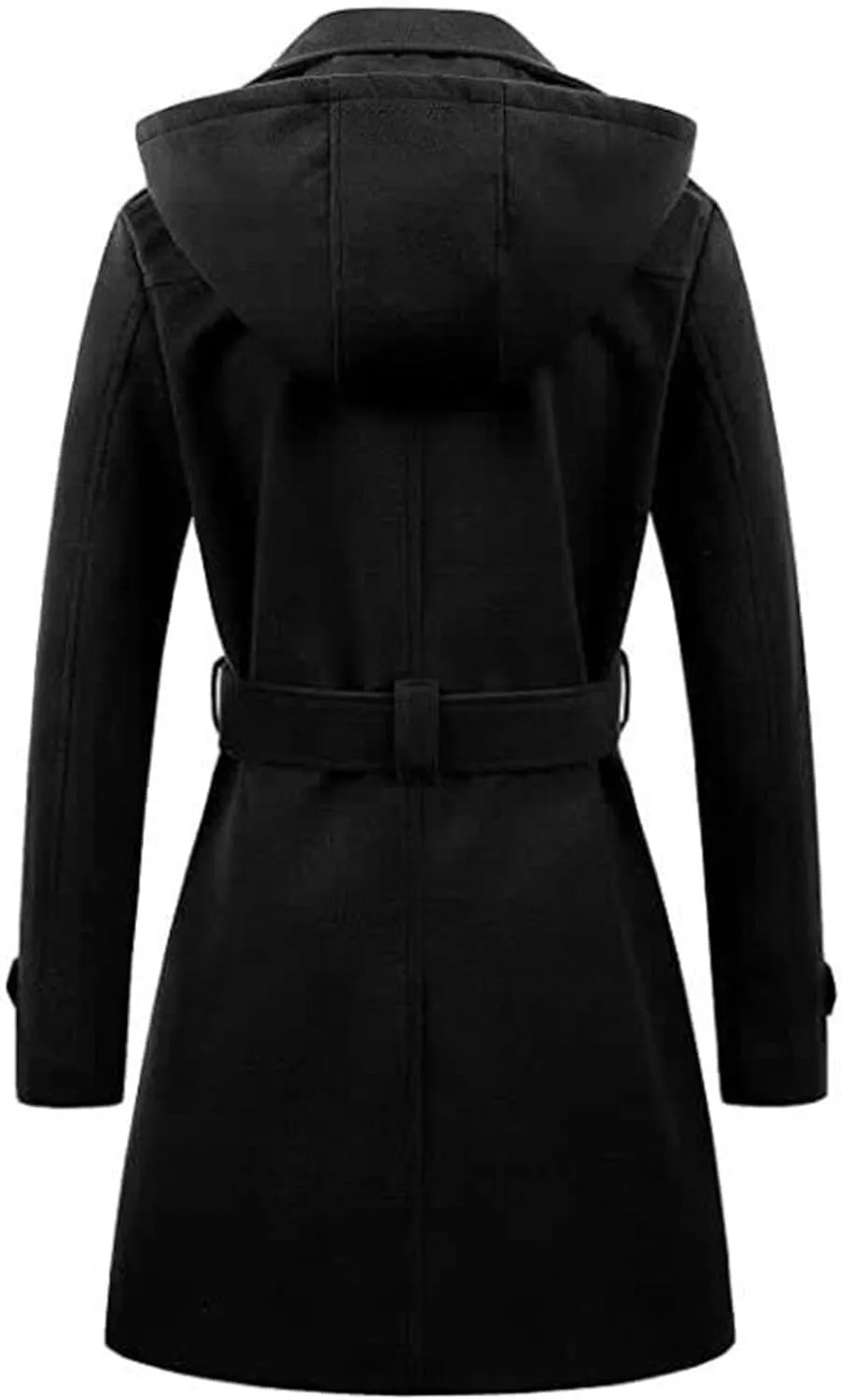 Maiyifu-GJ Women's Winter Overcoat Notched Lapel Collar Double Breasted Trench Coat Mid Long Wool Blend Coat Jackets