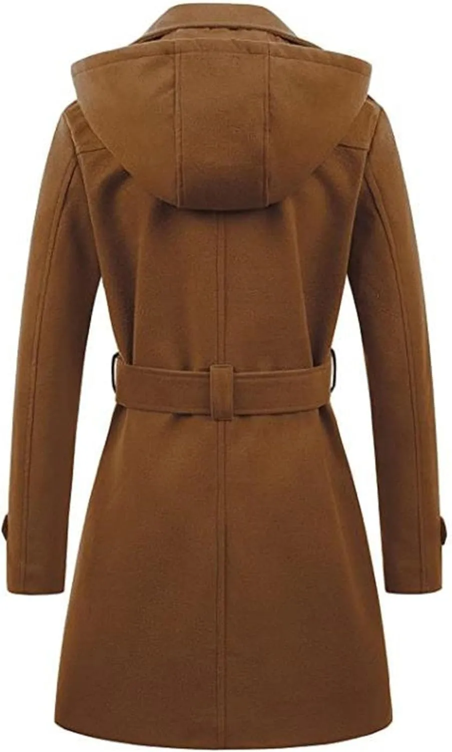 Maiyifu-GJ Women's Winter Overcoat Notched Lapel Collar Double Breasted Trench Coat Mid Long Wool Blend Coat Jackets