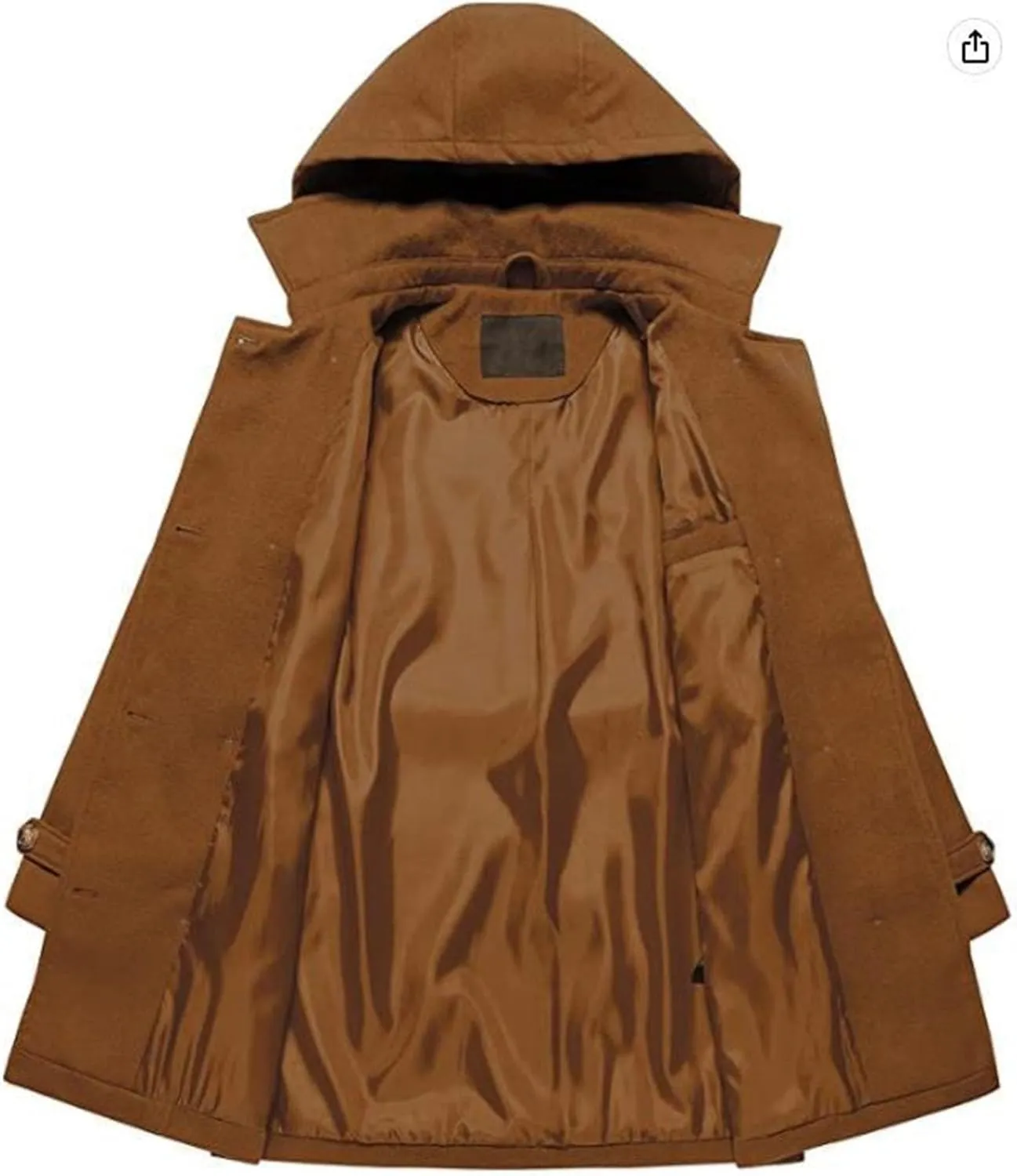 Maiyifu-GJ Women's Winter Overcoat Notched Lapel Collar Double Breasted Trench Coat Mid Long Wool Blend Coat Jackets