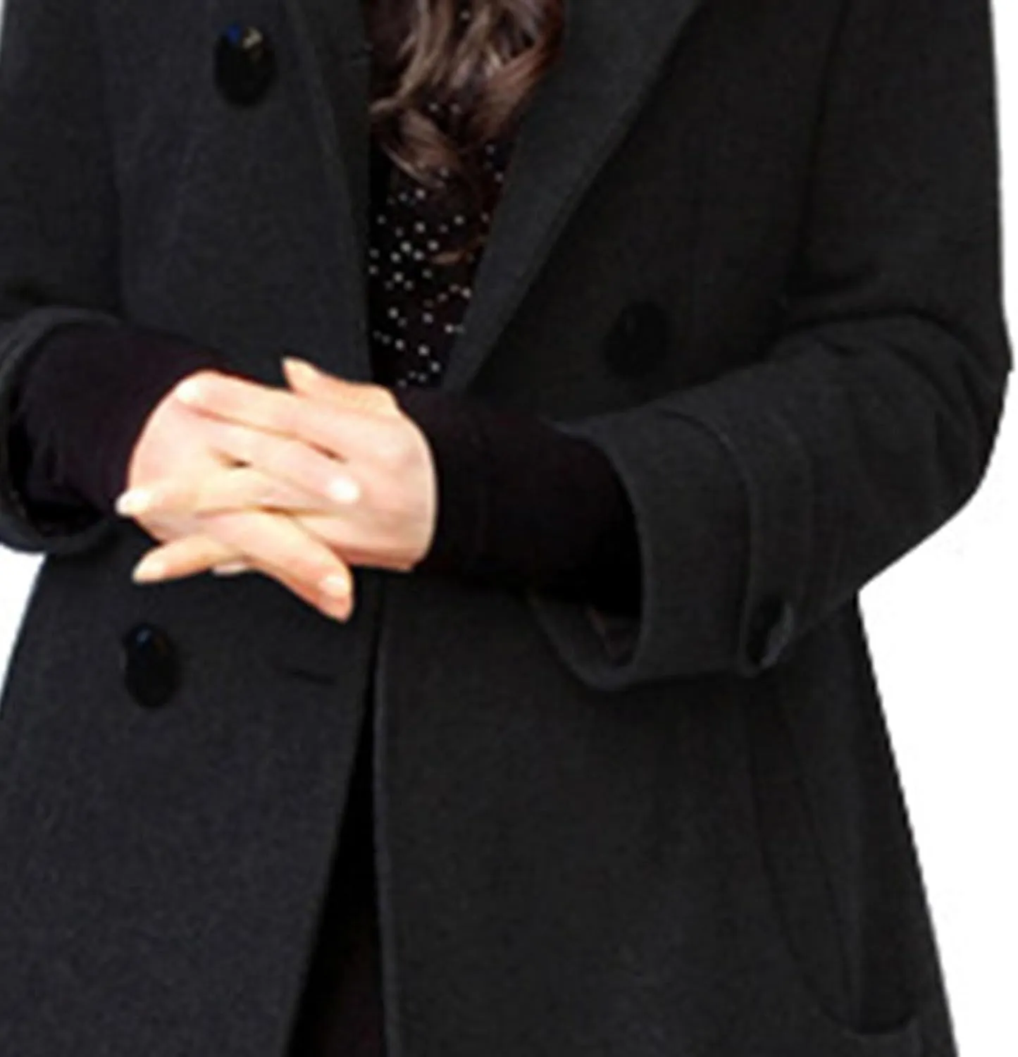 Maiyifu-GJ Womens Winter Wool Overcoat Double Breasted Wool Blend Trench Coat Mid Long Jacket Outerwear with Hood