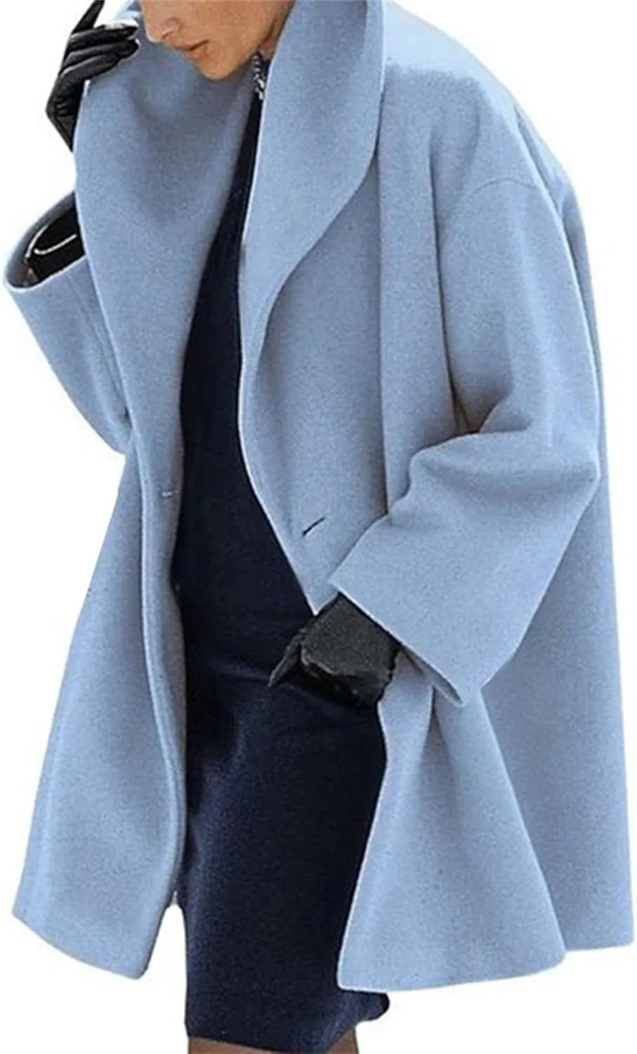 Maiyifu-GJ Womens Wool Blend Coat Single Breasted Trench Jackets with Hood Winter Casual Shawl Collar Overcoat Outerwear