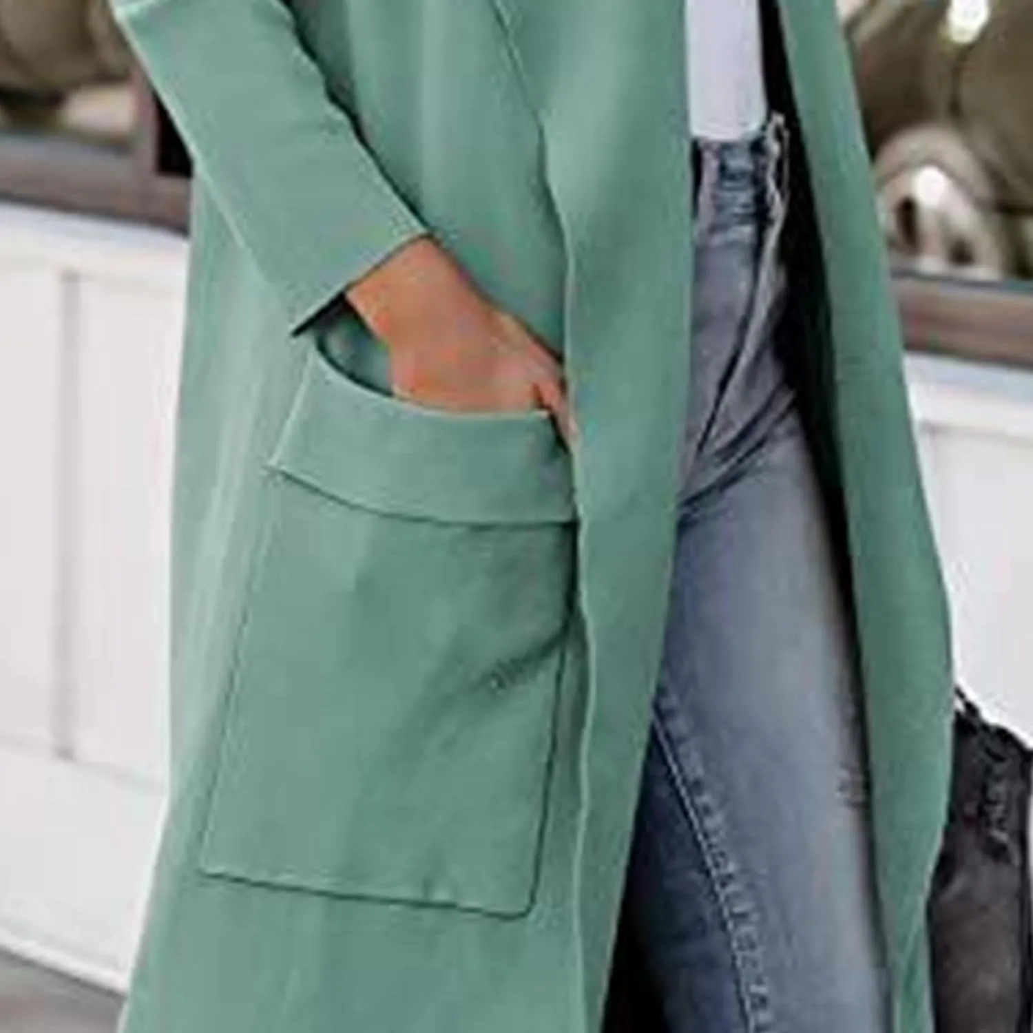 Maiyifu-GJ Women's Wool Blend Trench Coat Long Cardigan Jackets Long Sleeve Sweaters Casual Lapel Open Front Overcoat