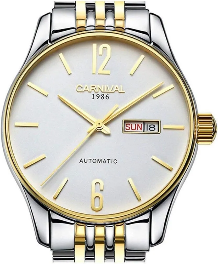 MASTOP Men's Minimalist Business Watch Automatic Mechanical Gold Silver Stainless Steel Swiss Watches