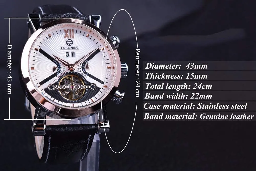 MASTOPClassic Retro Tourbillon Mens Watches Top Brand Luxury Automatic Mechanical Watch Leather Band Men's Watch