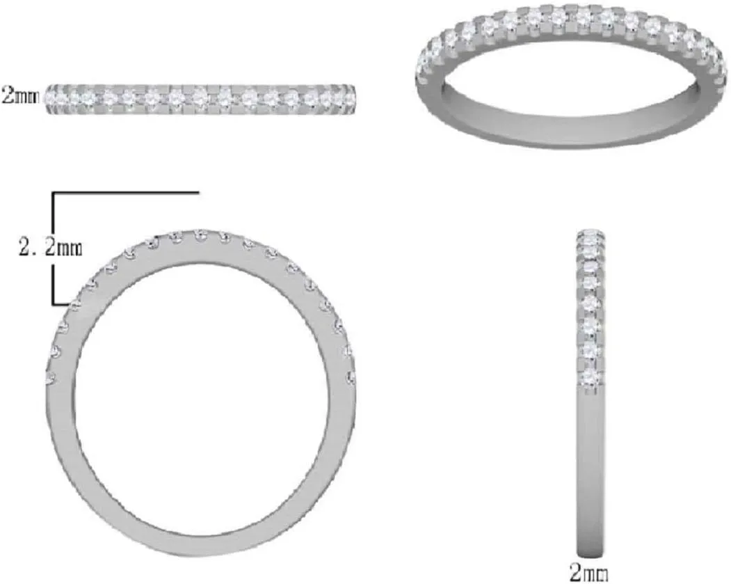 MauliJewels 0.25 Carat Round Diamond Antique Wedding Band Women | 14K Solid Gold