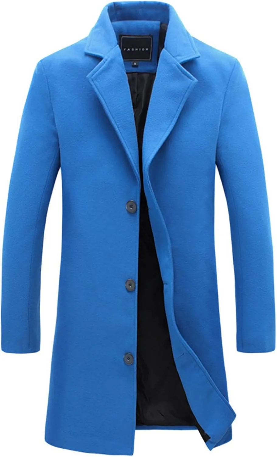 Mens Big and Tall Notched Lapel Single Breasted Pea Coats Trench Business Woolen Button Down Jackets Fall Work Topcoat M-5XL