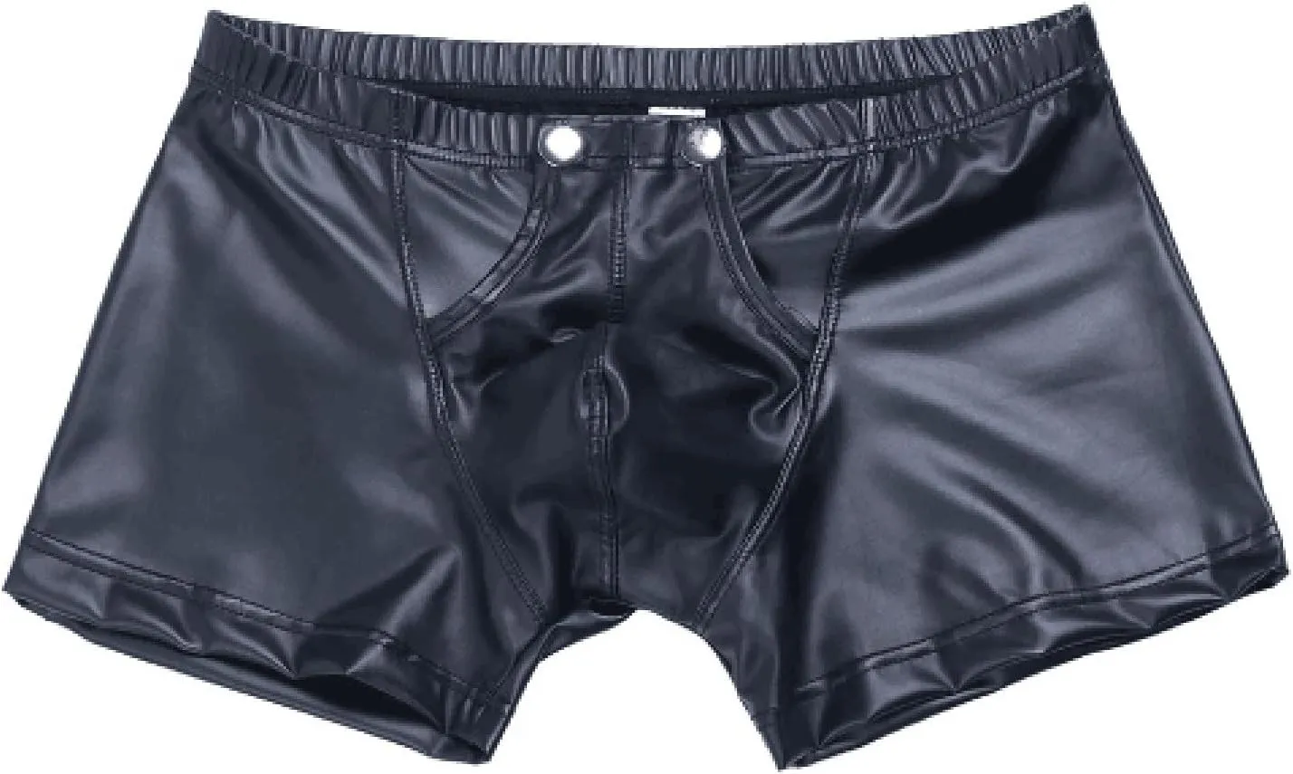 Mens Boxer Briefs Sexy Faux Leather Bulge Pouch Trunks Low Rise Shorts Lingerie Elastic Waist Underpants Nightclub