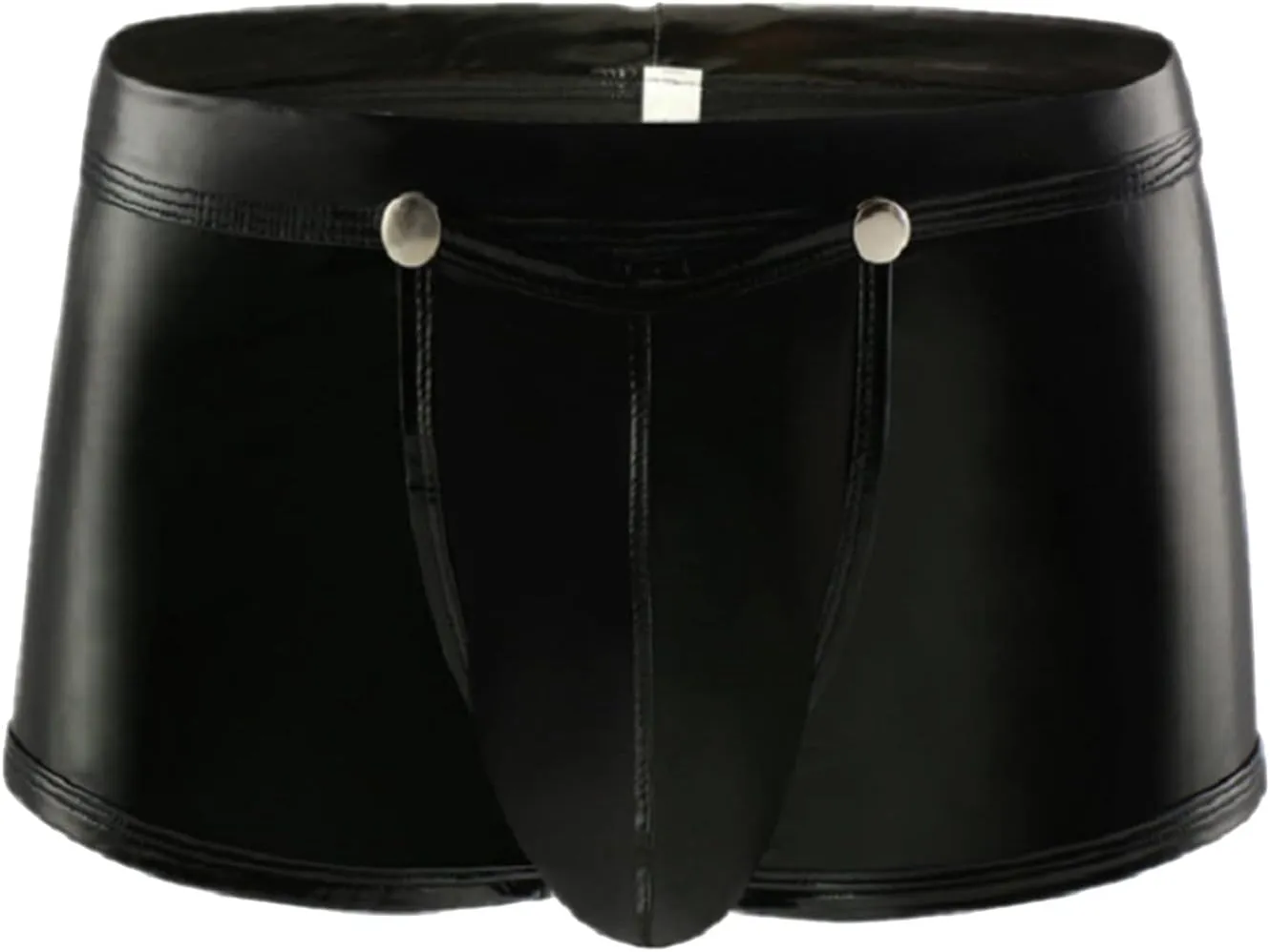 Mens Boxer Briefs Sexy Faux Leather Bulge Pouch Trunks Low Rise Shorts Lingerie Elastic Waist Underpants Nightclub