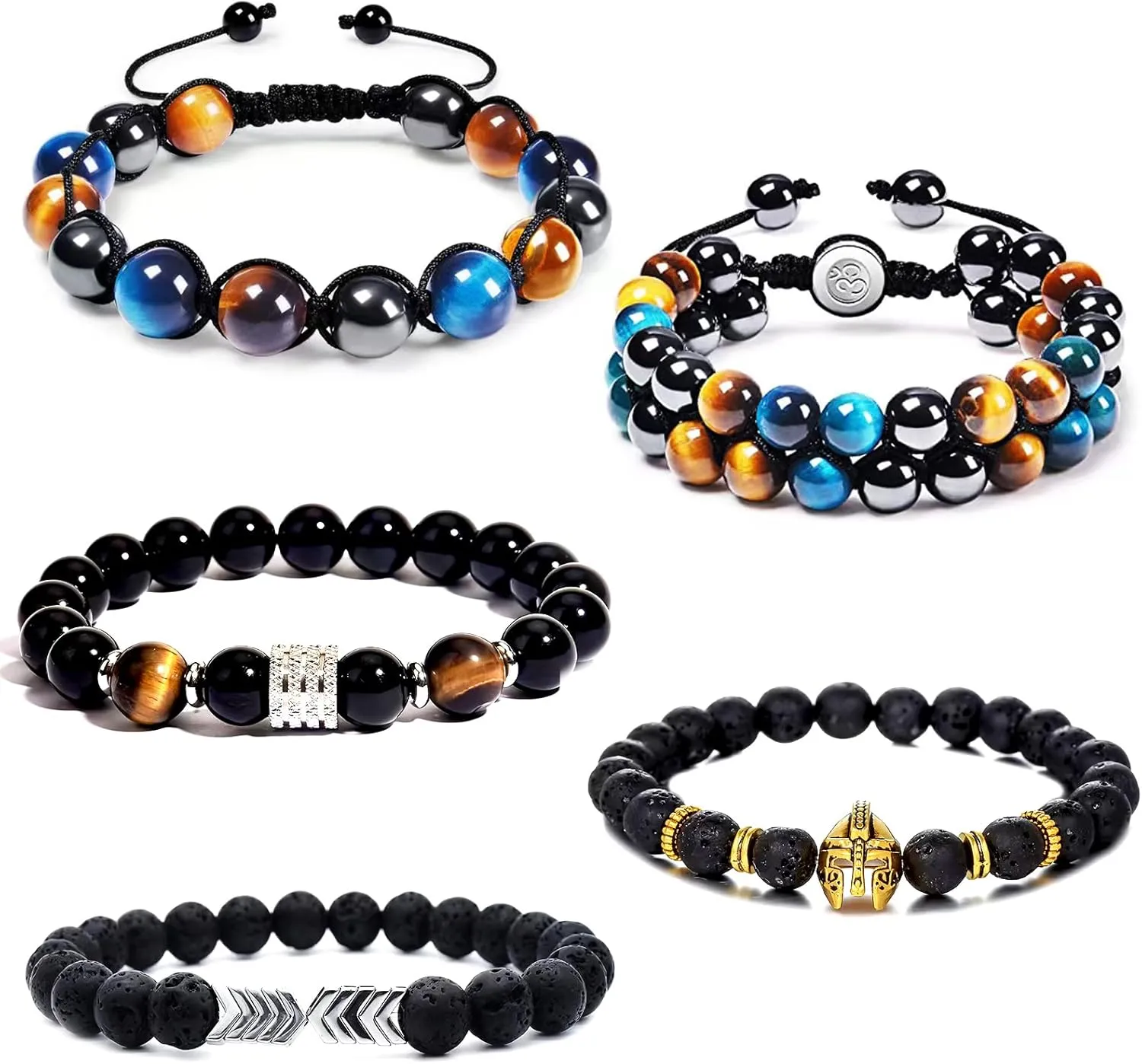 Mens Leather Bracelet,Tree Of Life Mens Tiger Eye Bracelet,Mens Beads Bracelet, Genuine Leather Bracelets Gifts for Men