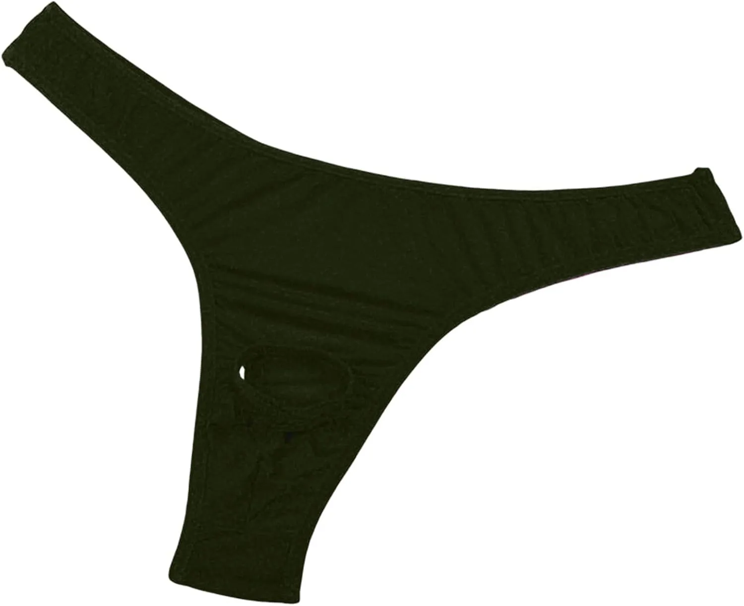Mens Open Pouch Bikini Briefs Low Rise Ice Silk T-Back Thong with O-Ring See Through Sexy Panties Underpants