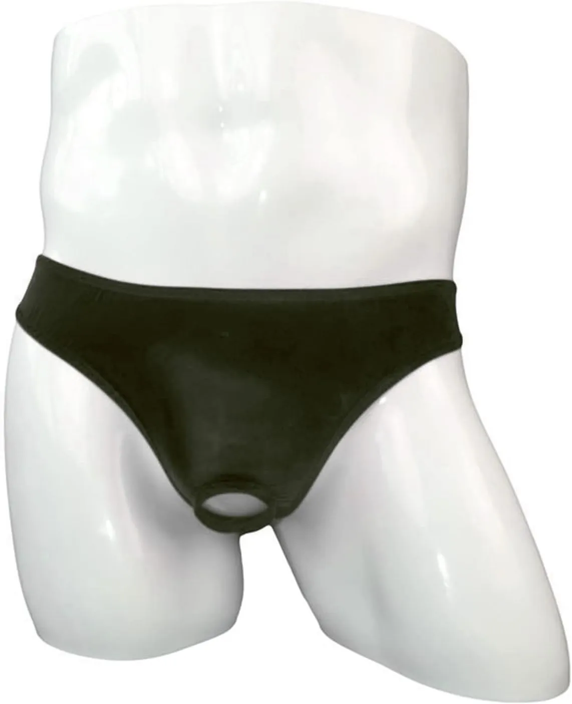 Mens Open Pouch Bikini Briefs Low Rise Ice Silk T-Back Thong with O-Ring See Through Sexy Panties Underpants
